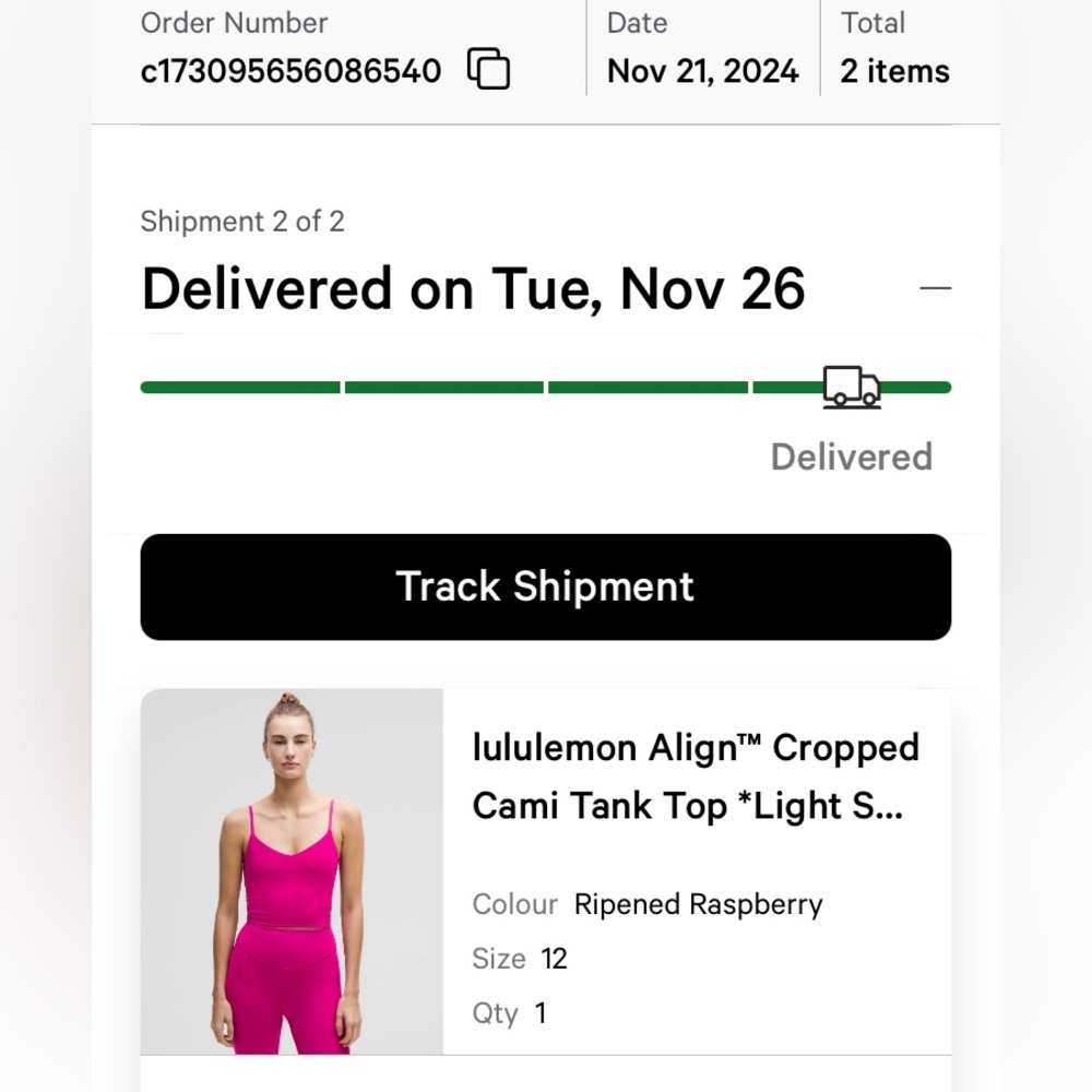 Lululemon Align Cropped Cami Tank A/B Ripened Raspberry - Picture 4 of 4